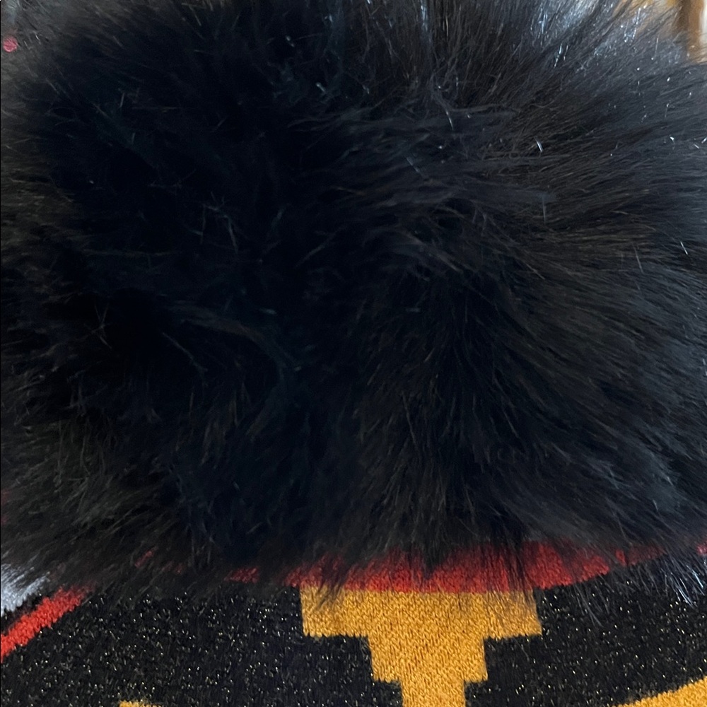 Midnight Velvet Boho Multicolor Penny Lane style Cardigan Coat Black Faux Fur M - Picture 13 of 17